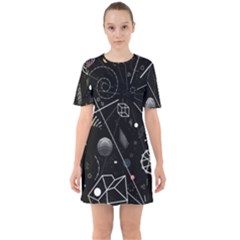 Future Space Aesthetic Math Sixties Short Sleeve Mini Dress