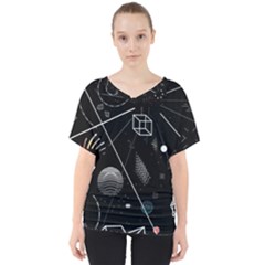 Future Space Aesthetic Math V-Neck Dolman Drape Top