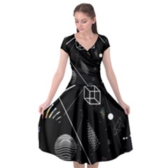 Future Space Aesthetic Math Cap Sleeve Wrap Front Dress