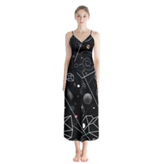 Future Space Aesthetic Math Button Up Chiffon Maxi Dress