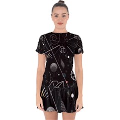 Future Space Aesthetic Math Drop Hem Mini Chiffon Dress