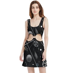 Future Space Aesthetic Math Velour Cutout Dress