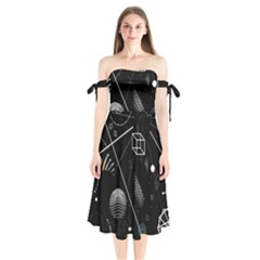 Future Space Aesthetic Math Shoulder Tie Bardot Midi Dress