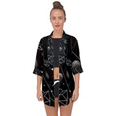 Future Space Aesthetic Math Open Front Chiffon Kimono