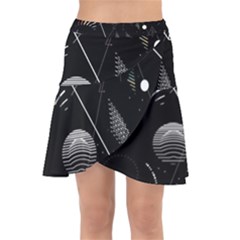 Future Space Aesthetic Math Wrap Front Skirt