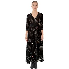 Future Space Aesthetic Math Button Up Boho Maxi Dress