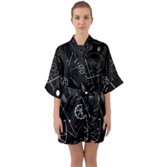 Future Space Aesthetic Math Half Sleeve Satin Kimono 