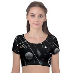 Future Space Aesthetic Math Velvet Short Sleeve Crop Top 