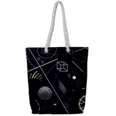 Future Space Aesthetic Math Full Print Rope Handle Tote (Small)