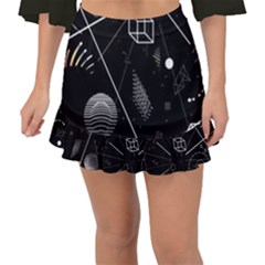 Future Space Aesthetic Math Fishtail Mini Chiffon Skirt