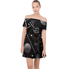 Future Space Aesthetic Math Off Shoulder Chiffon Dress