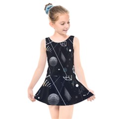 Future Space Aesthetic Math Kids  Skater Dress Swimsuit