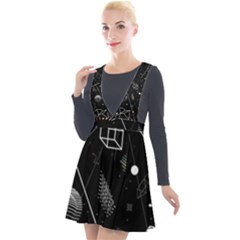 Future Space Aesthetic Math Plunge Pinafore Velour Dress
