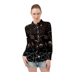 Future Space Aesthetic Math Long Sleeve Chiffon Shirt