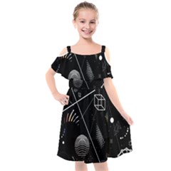 Future Space Aesthetic Math Kids  Cut Out Shoulders Chiffon Dress