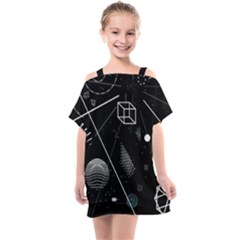 Future Space Aesthetic Math Kids  One Piece Chiffon Dress