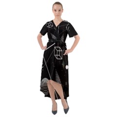 Future Space Aesthetic Math Front Wrap High Low Dress