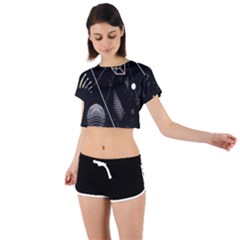 Future Space Aesthetic Math Tie Back Short Sleeve Crop T-Shirt