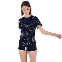 Future Space Aesthetic Math Asymmetrical Short Sleeve Sports T-Shirt