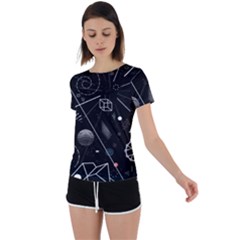 Future Space Aesthetic Math Back Circle Cutout Sports T-Shirt