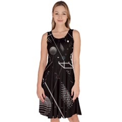 Future Space Aesthetic Math Knee Length Skater Dress With Pockets