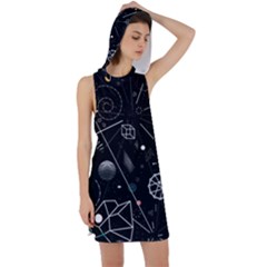 Future Space Aesthetic Math Racer Back Hoodie Dress