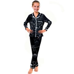 Future Space Aesthetic Math Kids  Satin Long Sleeve Pajamas Set