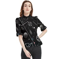 Future Space Aesthetic Math Frill Neck Blouse