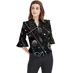 Future Space Aesthetic Math Loose Horn Sleeve Chiffon Blouse