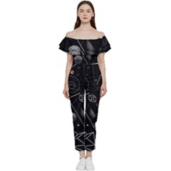 Future Space Aesthetic Math Bardot Ruffle jumpsuit