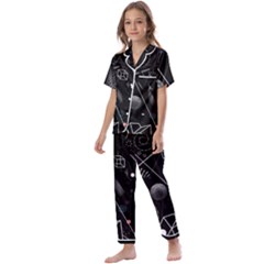 Future Space Aesthetic Math Kids  Satin Short Sleeve Pajamas Set