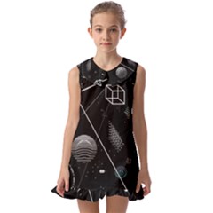 Future Space Aesthetic Math Kids  Pilgrim Collar Ruffle Hem Dress