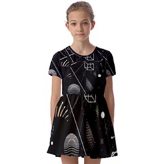 Future Space Aesthetic Math Kids  Short Sleeve Pinafore Style Dress