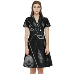 Future Space Aesthetic Math Short Sleeve Waist Detail Dress