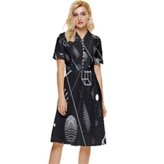 Future Space Aesthetic Math Button Top Knee Length Dress