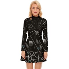 Future Space Aesthetic Math Long Sleeve Velour Longline Dress