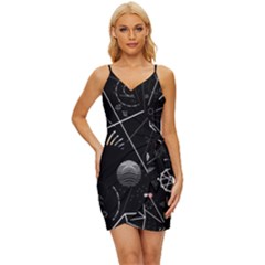 Future Space Aesthetic Math Wrap Tie Front Dress