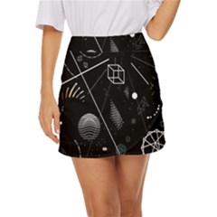 Future Space Aesthetic Math Mini Front Wrap Skirt