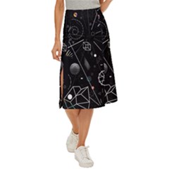 Future Space Aesthetic Math Midi Panel Skirt