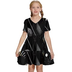 Future Space Aesthetic Math Kids  Short Sleeve Tiered Mini Dress
