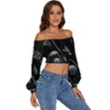 Future Space Aesthetic Math Long Sleeve Crinkled Weave Crop Top View3