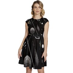 Future Space Aesthetic Math Cap Sleeve High Waist Dress