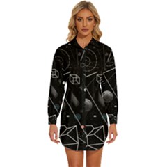 Future Space Aesthetic Math Womens Long Sleeve Shirt Dress