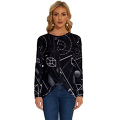 Future Space Aesthetic Math Long Sleeve Crew Neck Pullover Top