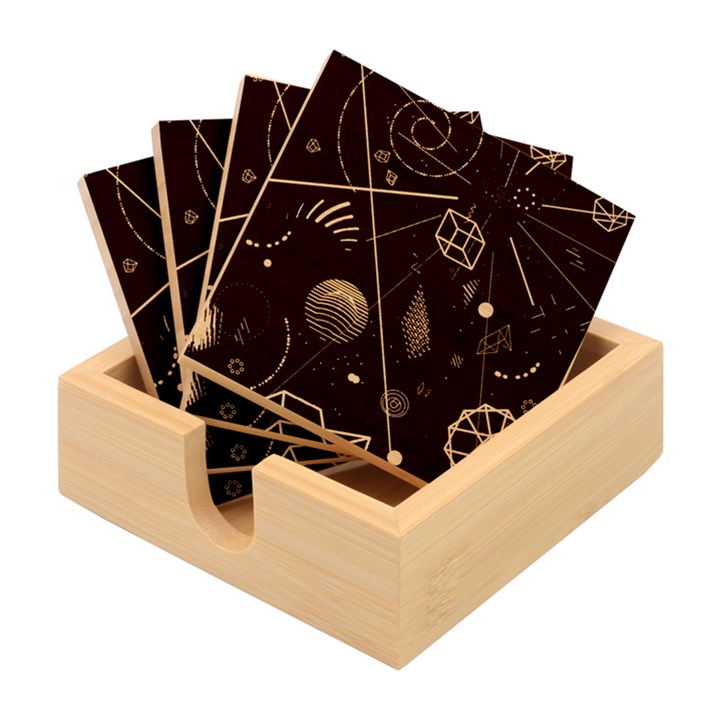 Future Space Aesthetic Math Bamboo Coaster Set