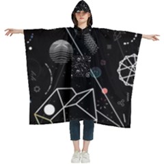 Future Space Aesthetic Math Women s Hooded Rain Ponchos