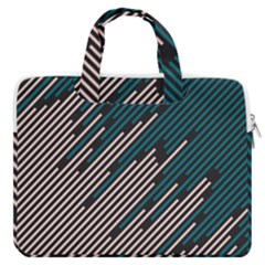 Abstract Diagonal Striped Lines Pattern Macbook Pro 16  Double Pocket Laptop Bag  by pakminggu