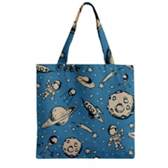 Space Objects Nursery Pattern Zipper Grocery Tote Bag by pakminggu