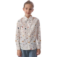 Terrazzo Natural Stone Pattern Art Kids  Long Sleeve Shirt by pakminggu