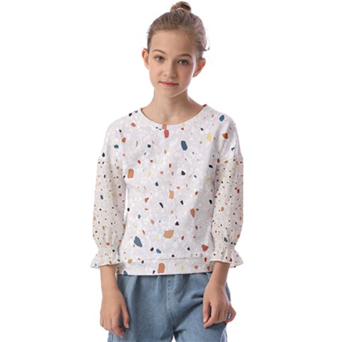 Terrazzo Natural Stone Pattern Art Kids  Cuff Sleeve Top by pakminggu